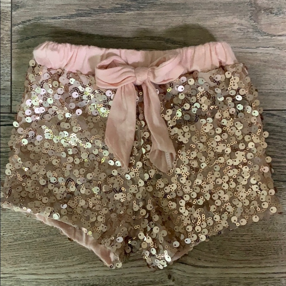 Sugarplum Lane Baby Pink Sequin Shorts